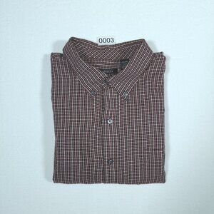 Van Heusen XL Plaid Long Sleeve Button Shirt Oxblood Burgundy Grey White…